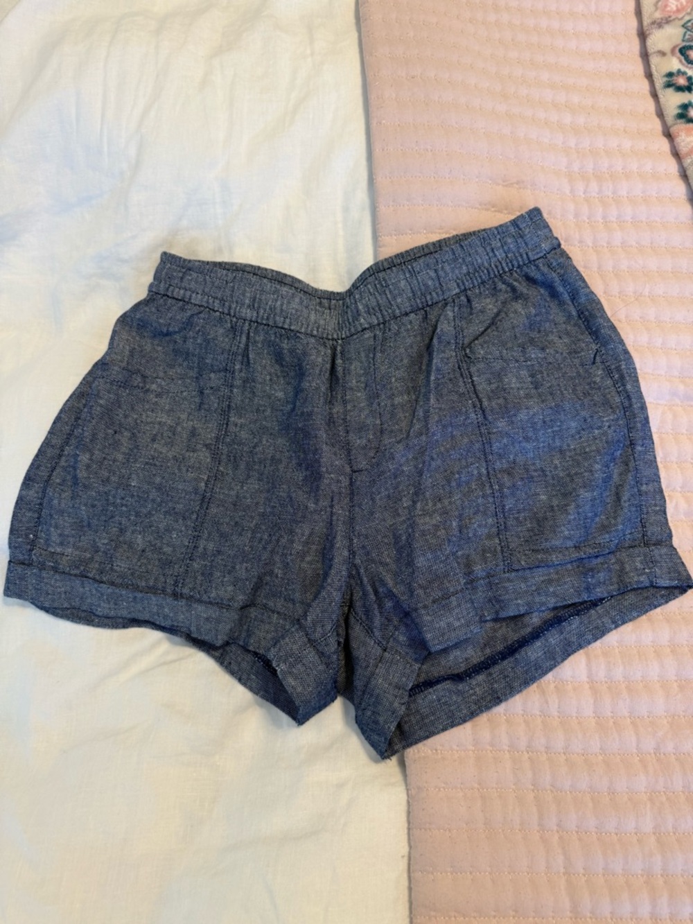 Old Navy Women's Chambray High-Waist Blue Shorts